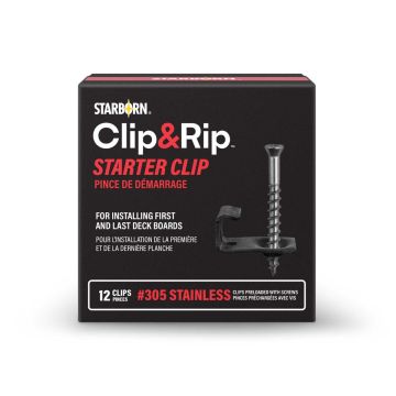 Clip&Rip Universal Starter Clips by Starborn make it faster and easier to fasten grooved deck boards