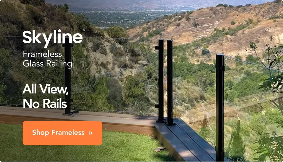 Skyline Frameless Glass Railing - All Views, No Rails